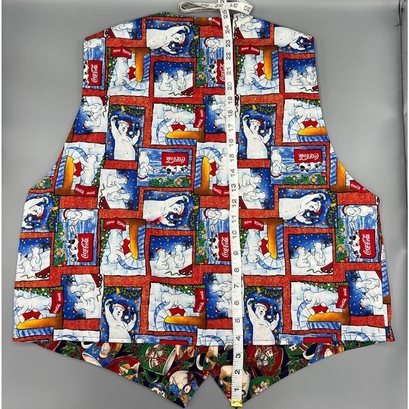 Coca Cola Polar‎ Bear Merry Christmas Waistcoat Vest Reversible Print Size S/M - Picture 10 of 12